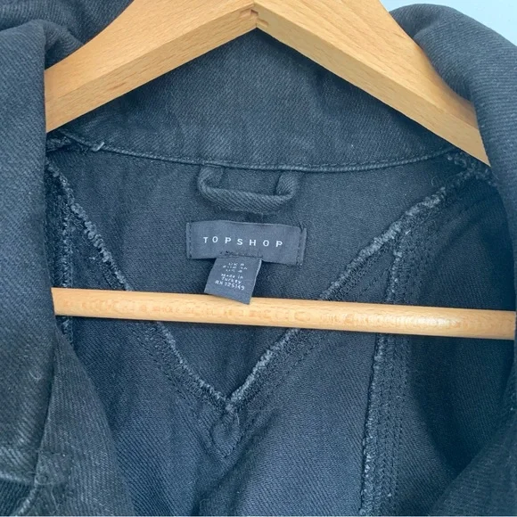 TOPSHOP BLACK DENIM BIKER JACKET - Picture 3 of 9
